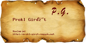 Prokl Girót névjegykártya